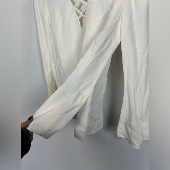 Ramy Brook Allie Lace-up Long-Sleeve Top White Size 2 - Picture 8 of 10